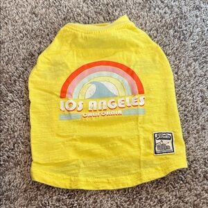 Top Paw Yellow Dog Shirt with Rainbow Design